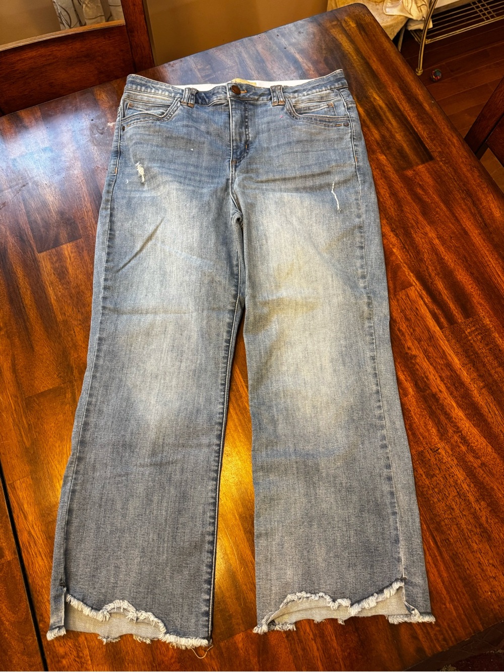 Democracy Light Blue Flare Jeans with Raw Hem size 14